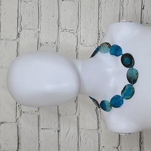 Iris & Lily Genuine Blue Agate Gemstone Statement Necklace NWT